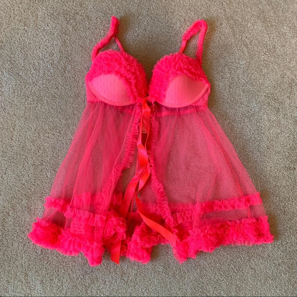 Victoria secret babydoll lingerie - coral